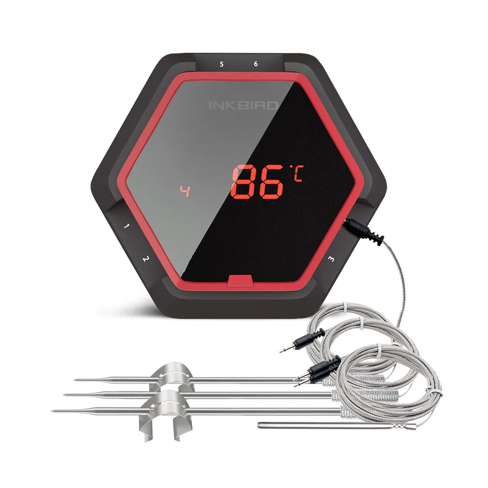 

Inkbird IBT-6XS 4Probes Digital Thermometer Food Cooking Bluetooth Wireless BBQ Thermometer Free APP and USB Rechargable Battery