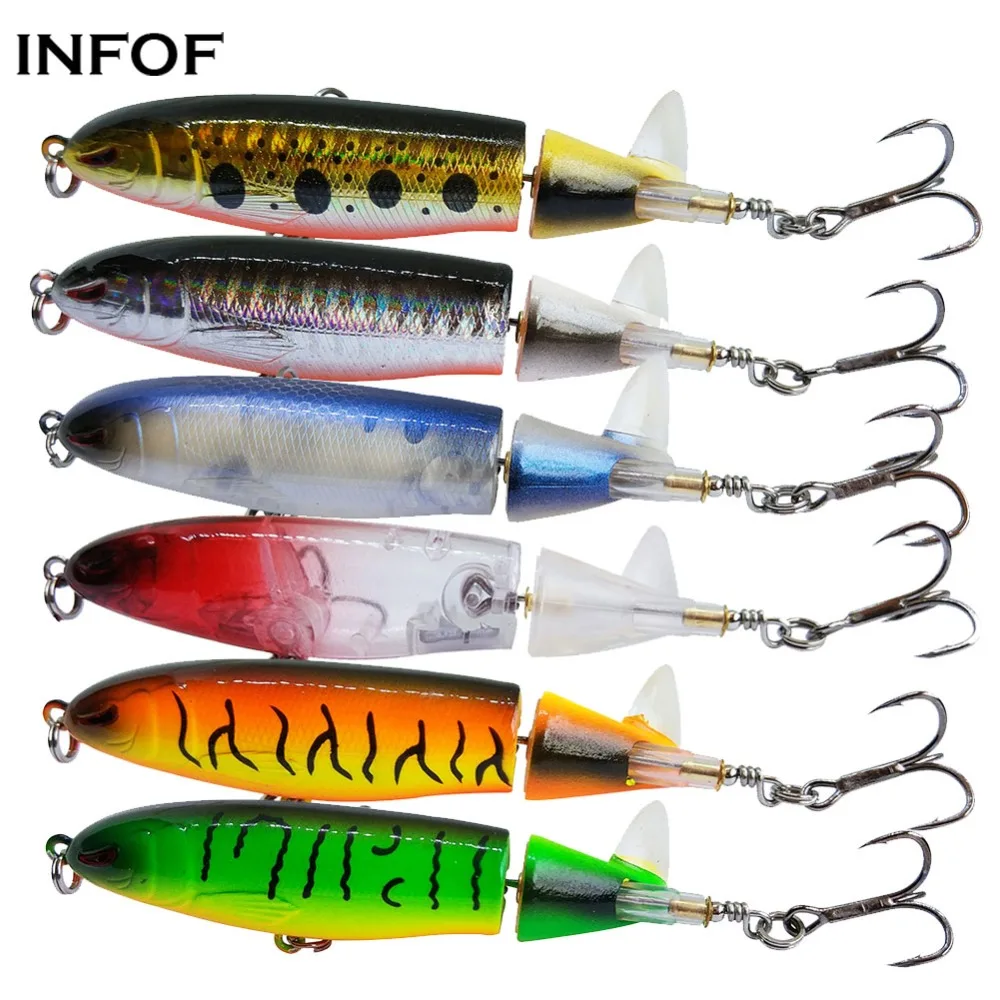 

INFOF 3-pieces Saltwater Whopper Plopper 10cm/13g Topwater Fishing Lures Floating Wobbler Hard Baits Lure for Bass Fishing