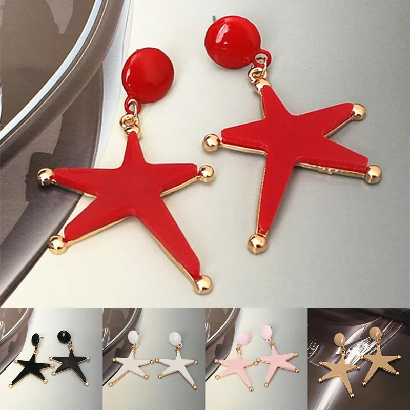

2019 selling Trendy 5 Colors Exaggerate Five-pointed Star Earrings For Women Cute Star Dangle Big Acrylic Earrings Accessories