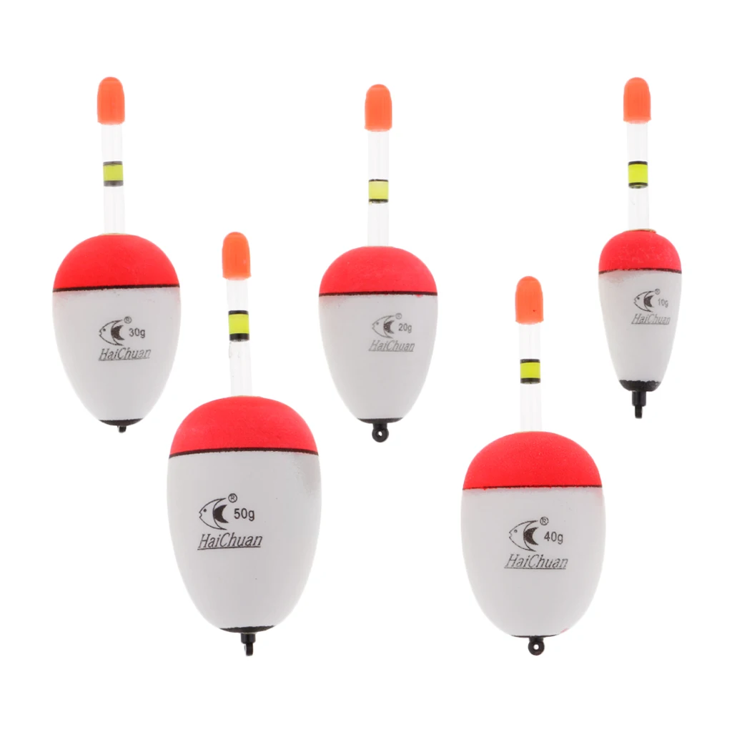 5pcs Luminous Fishing Bobbers EVA Foam Float Drift Fishing Floats 10g-100g Higher Buoyancy For Sea Night Fishing