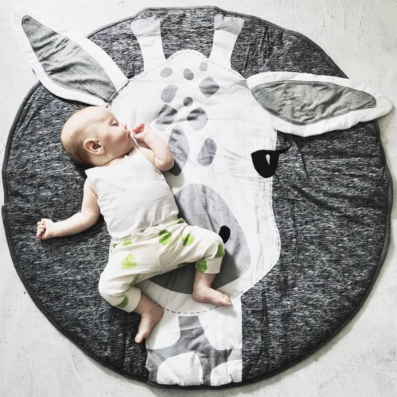 

90cm Play Mat Round Crawling Blanket Giraffe Animal Infant Game Pad Play Rug Floor Carpet Baby Activity Gym Game Room Decor