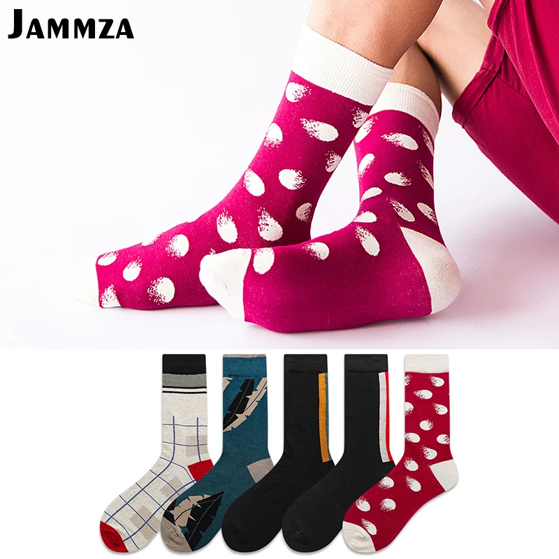 

Men Europe Large Size Happy Socks Fashion Striped Simple Cotton High Quality Business Retro Style Casual Crew Patchwork Wild Sox