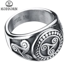 HOBBORN, винтажное мужское кольцо с волком, 316L, нержавеющая сталь, трискель, Трискелион, Эллисон, Argent, печатка, женские кольца, ювелирные изделия в стиле хип-хоп