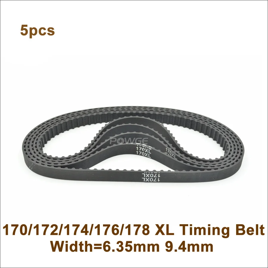 

5pcs 170/172/174/176/178 XL Timing Belt W=025" 037"mm Perimeter 431.8/436.88/441.96/447.04/452.1mm Rubber XL Belt Inch Trapezoid