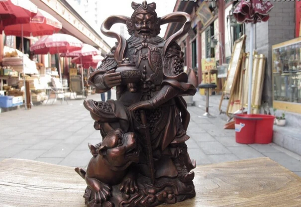 

song voge gem S0771 China Red Bronze Copper Fengshui Lucky Wealth God Tiger of wealth Buddha Statue