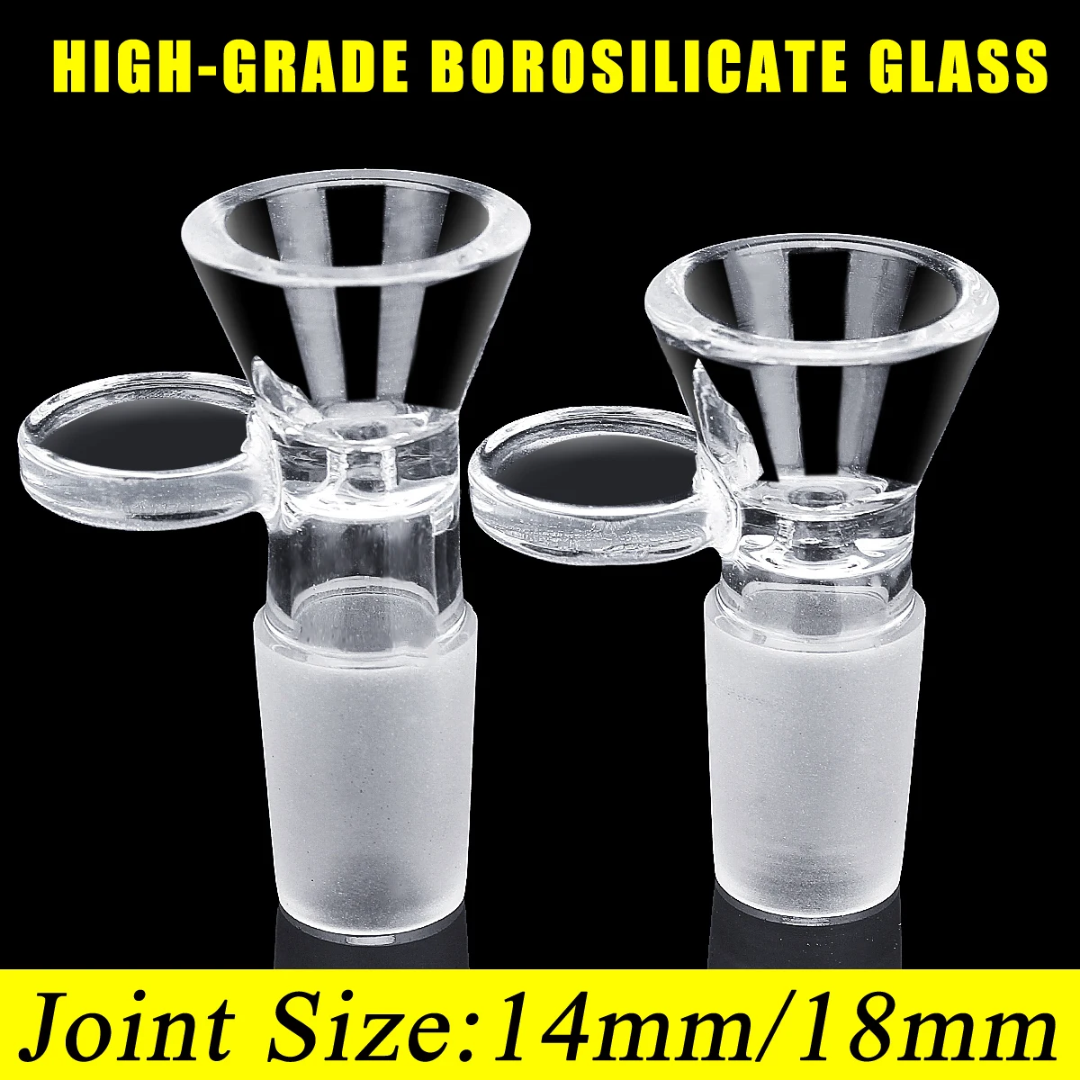 Kicute 14 мм/18 мм боросиликатное стекло шарнир прозрачное скольжение Мужская стеклянная чаша с ручкой Воронка Тип чаша химическая Лабораторная посуда