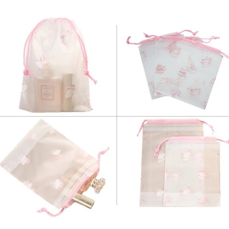 Cartoon Pink Cloud Transparent Cosmetic Bag Travel Zipper Make Up Case Organizer Storage Wash Box Toiletry Beauty Makeup Pouch