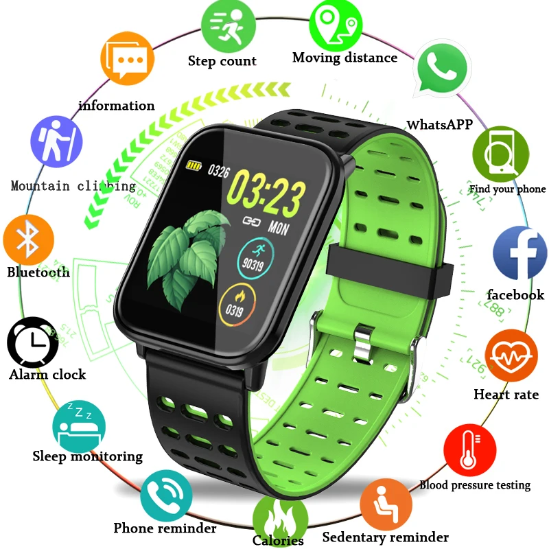 

BANGWEI New Smart Sport Men Watch IP67 Waterproof Fitness Watches Pedometer Tracker Heart Rate Monitoring Watch For IOS Android