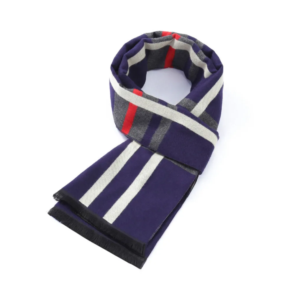 

Fashion Classic Desigual Striped Plaid Luxury Scarf Men Winter Imitation Cashmere Blue Patchwork Warm Long Neckerchief