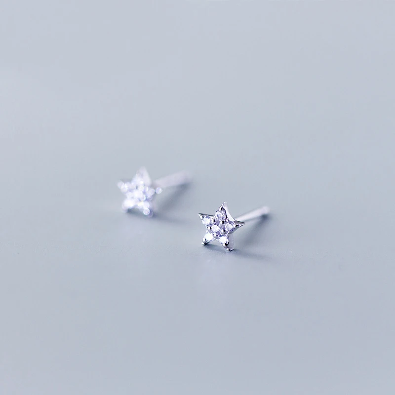 

MloveAcc Starshine Clear CZ 925 Sterling Silver Star Push-back Women Stud-Earrings Jewelry Brincos Pendientes Mujer