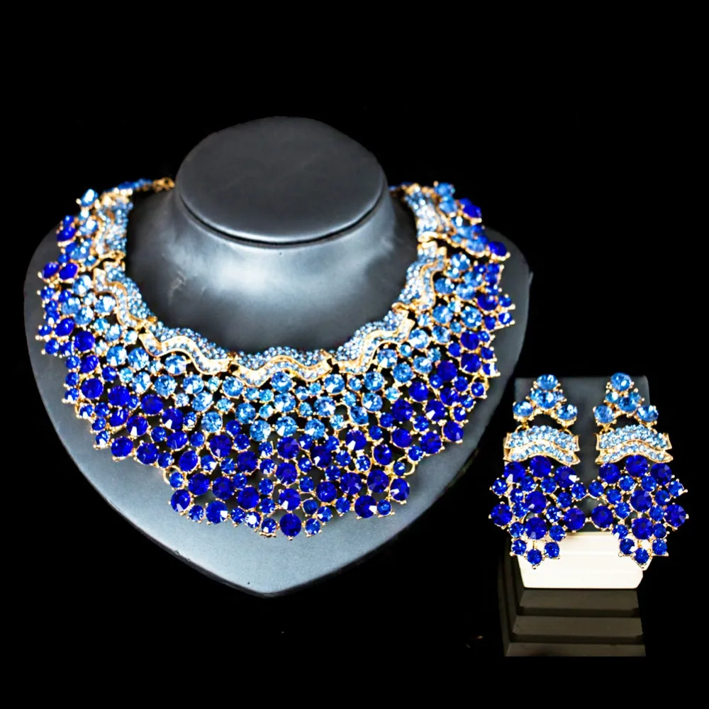 Комплект из колье и серёг с австрийским кристаллом|african jewelry set|turkish setsbridal necklace and