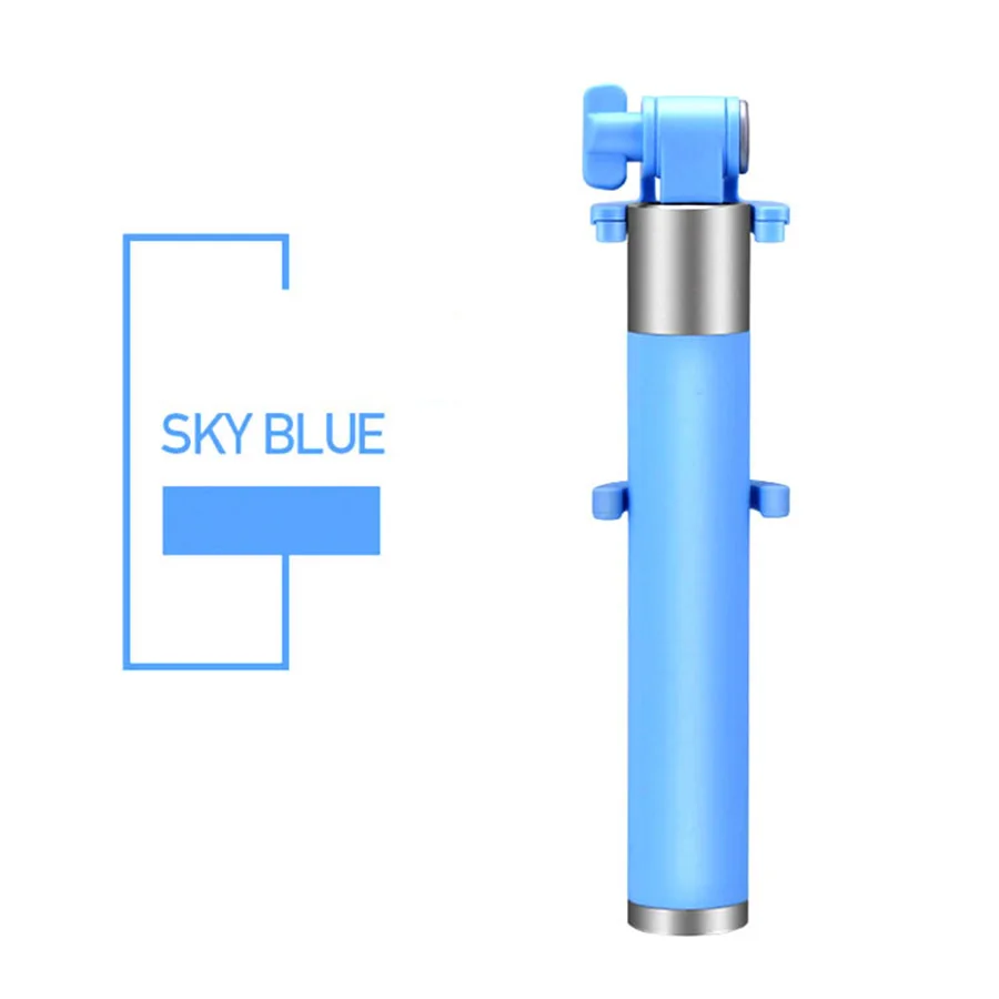 Новое поступление, Мини Выдвижная Проводная селфи-палка 180 мм-770 мм, портативный переносной столб, селфи-монопод для iPhone/Android/смартфонов - Цвет: blue
