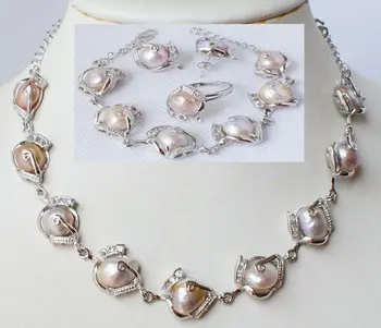 

Prett Lovely Women's Wedding >Fashion jewellery freshwater pearl necklace bracelet earring ring set jewelrynoble lady's