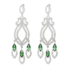 Free Shipping –NEW Pure 925 Sterling Silver Earrings Silver Stylish Jewelry Green Stone Drop Earrings TZ0035-E