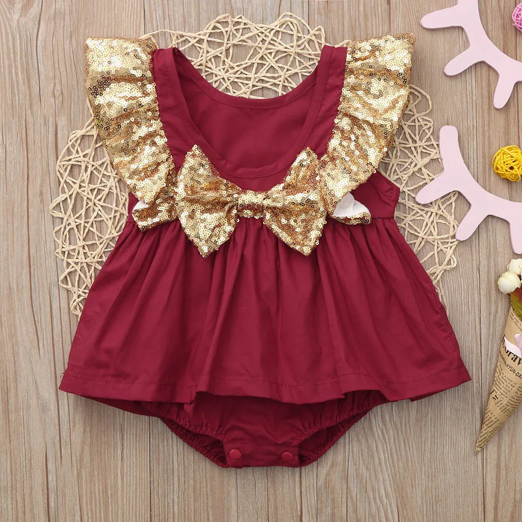 Vestido infantil/летнее платье для маленьких девочек бант с пайетками комбинезон