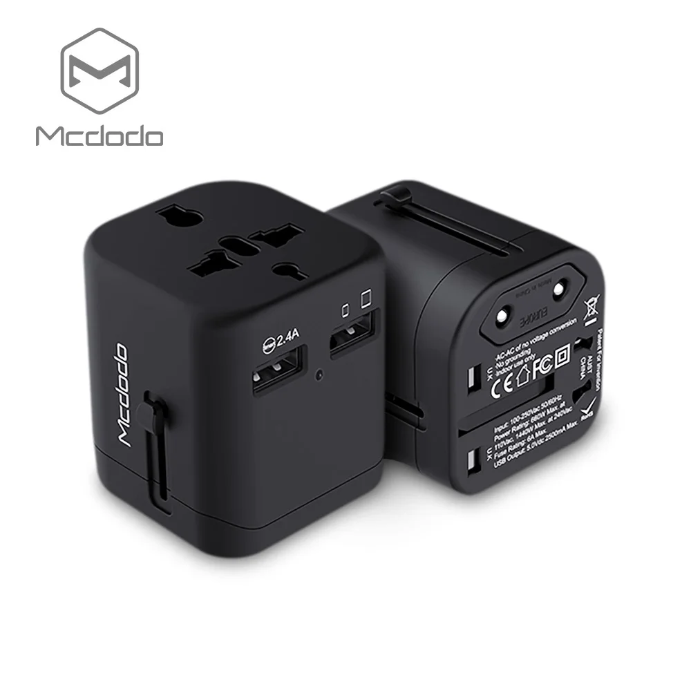 Mcdodo International Travel Power Adapter with 2.4A Dual USB Charger & Worldwide AC Wall Outlet Plugs for UK, US, AU, Europe Mcdodo International Travel Power Adapter with 2.4A Dual USB Charger & Worldwide AC Wall Outlet Plugs for UK, US, AU, Europe