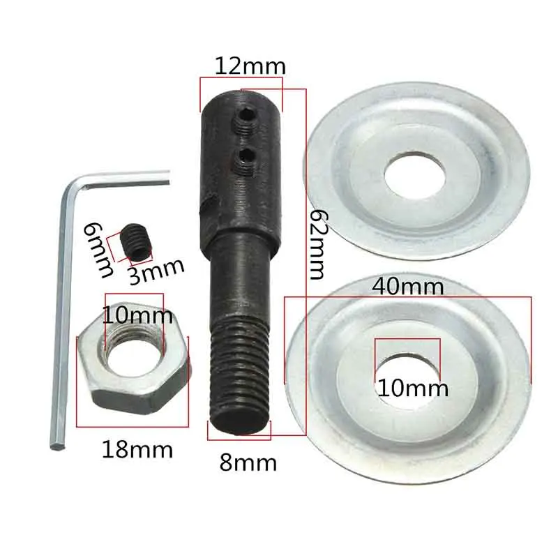 1set 10mm Spindle Adapter for Grinding Polishing 8mm Shaft Motor Bench Grinder