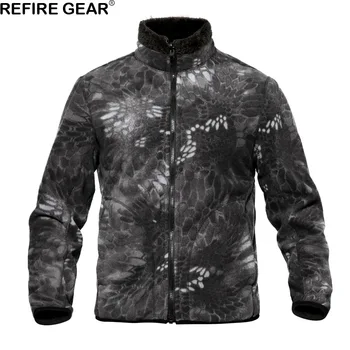 

ReFire Gear Camouflage Reversible Outdoor Fleece Jacket Men Winter Thermal Polar Hiking Hunting Jacket Double Side Use Warm Coat