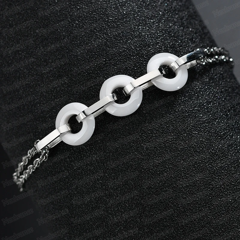 Nextvance белый керамический круглый браслет из нержавеющей стали, полый, Круглый, подвесной браслет для женщин и мужчин, ювелирные изделия ручной работы