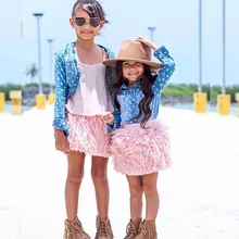 INS Модная плюшевая пышная юбка для маленьких девочек детская юбка с кисточками детская одежда для танцев бальное платье для малышки