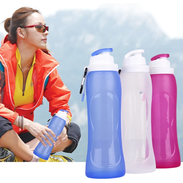 Camping Bottles Hiking folding water bottle 500ml Foldable Silicone