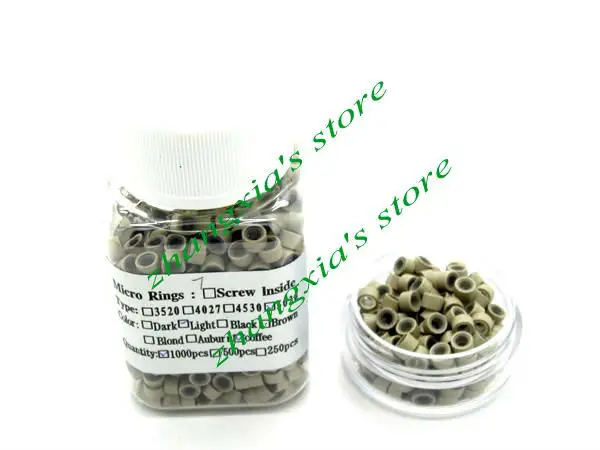 

1000pcs 9 Colors 5mm Silicone Micro Rings/Links/Beads/Tube For Pre-bonde and Feather Hair Extensions Light Coffee LZH0013