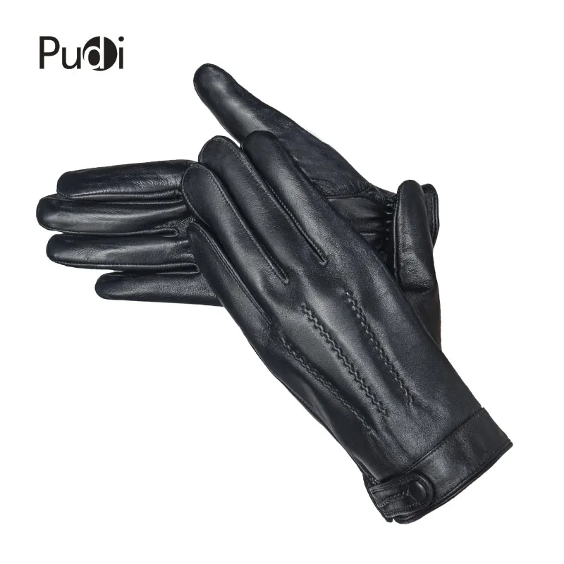 

Pudi GL860 man genuine leather real fur glove 2018 winter new real leather high quality one fur mans' gloves black color