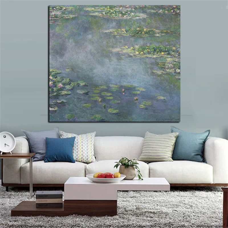 Print Wall Art Canvas Claude Monet Water Lily Pond Oil Painting Lotus Oil Painting Impressionist Poster Picture for Living Room