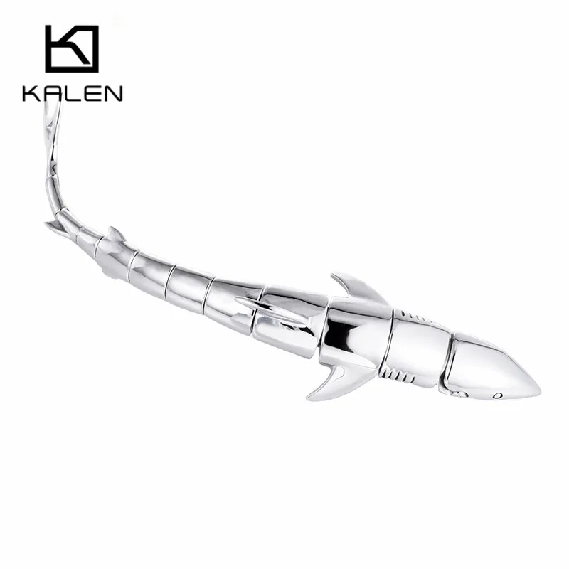 Kalen Men's Unique Shark Bracelets Stainless Steel High Polished Animal Shark Fish Pattern Bracelet Wrap Bangle Male Wholesale