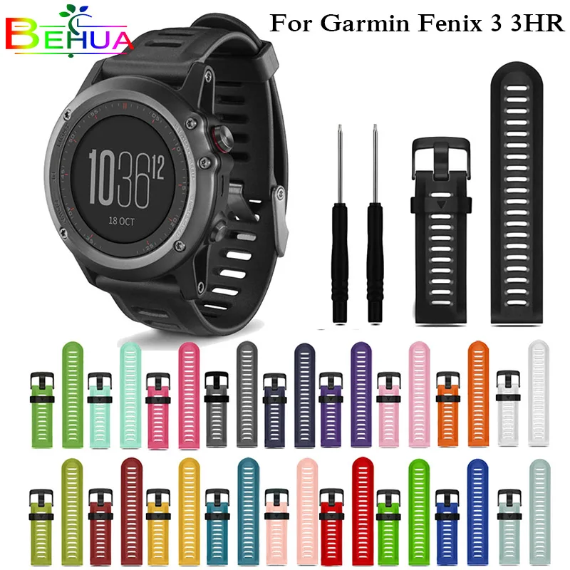 

Colorful 26mm Width Outdoor Sport Silicone wrist Strap Watchband Replacement bracelte watch for Garmin Fenix 3 3 HR watch Band
