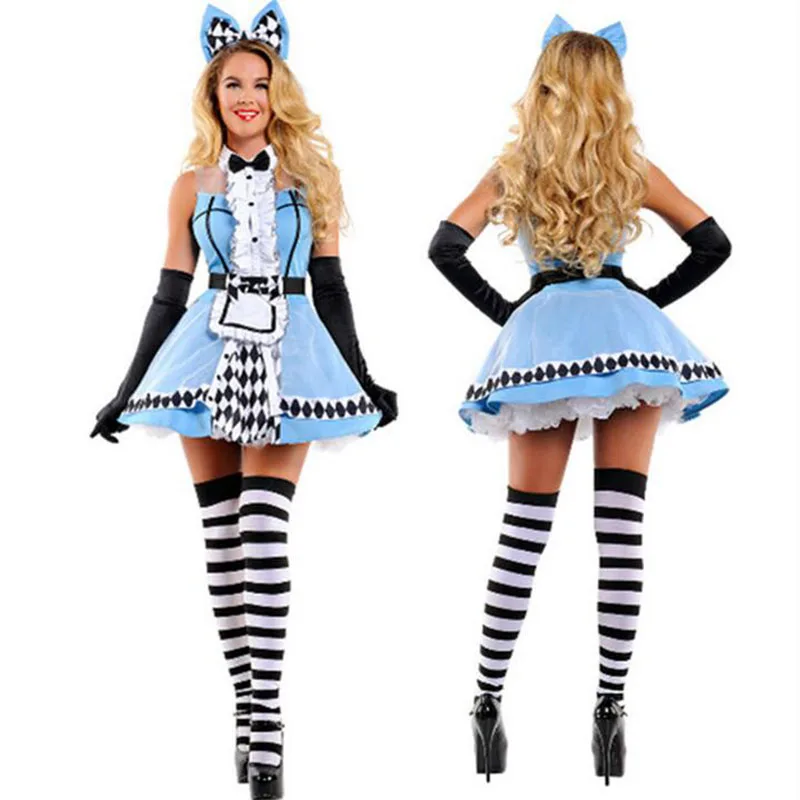 

Movie Alice in Wonderland Mad Hatter cosplay Costume Adult Women Halloween Carnival maid Magic Magician dress costumes