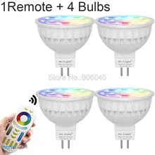 Lâmpada led leve 4w mr16, regulável, 12v, rgb + cct (2700-6500k) wifi inteligente led holofote lâmpadas + 2.4g rf controle remoto sem fio