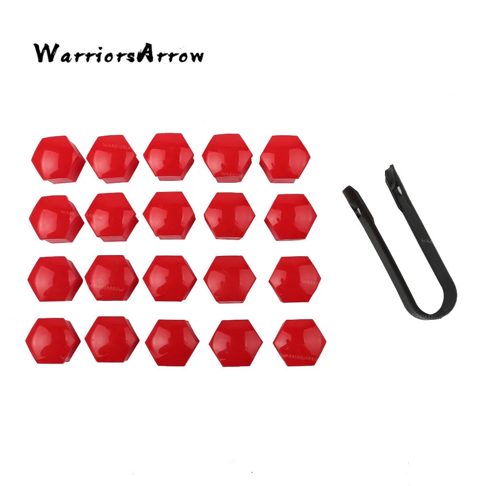 

WarriorsArrow 20Pcs Red Wheel Lug Nut Cover Cap 17mm+Removal Tool For VW Passat Jetta For Audi For Skoda For Seat 321601173A