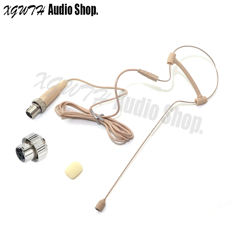 

Beige Single Ear Omnidirectional Headset Microphone For MiPro Wireless System Mini XLR 4Pin lock Condenser Head Headworn Mic