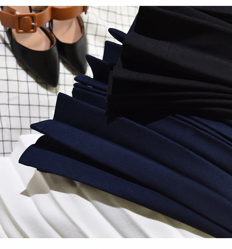 Azterumi Весенняя Новая Винтажная плиссированная юбка для женщин Юбки-миди черного цвета темно-серого белого темно-синего цвета в студенческом стиле