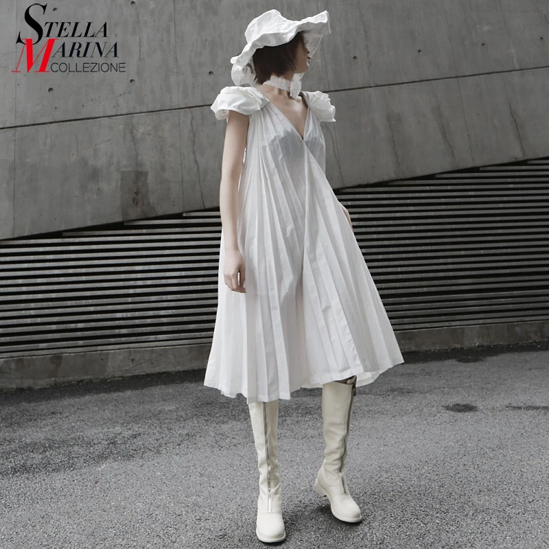 

2019 Summer Women Solid White Pleated Sleeveless Dress Midi Backless Plus Size Ladies Celebrity Sexy Party Maxi Dress Robe 9001