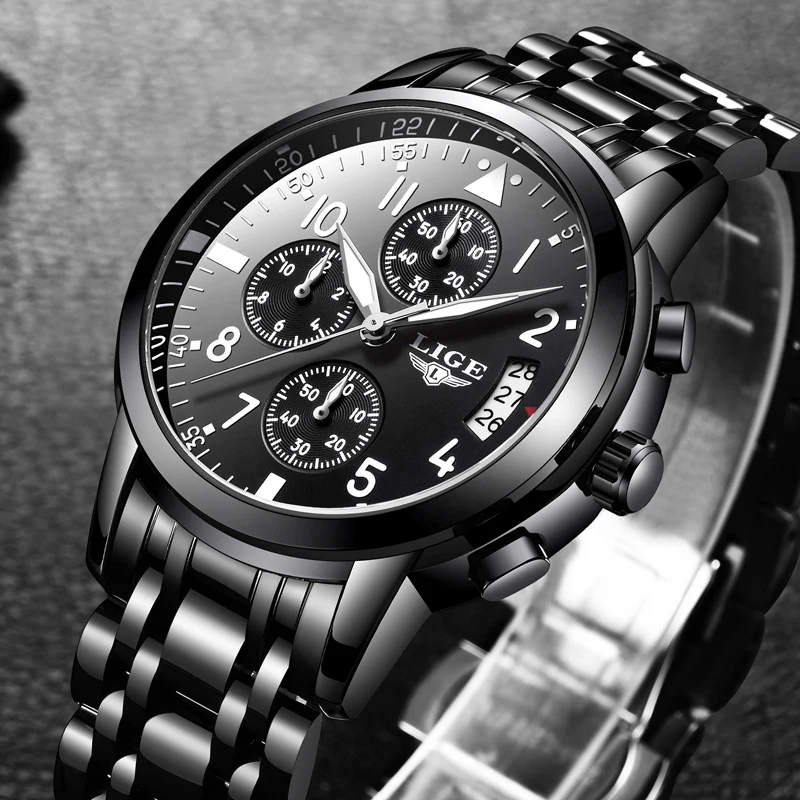 Relogio Masculino мужские водонепроницаемые часы кварцевые деловые lige Top Роскошные