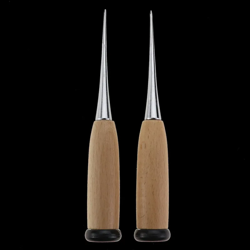 DIY leather tool wooden handle in black cone carving tool hand-sewn puncture cone