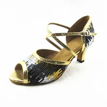 Удобные Blackgold стиль PU блеск Salsa Костюмы для бальных танцев Обувь для танцев 4.5-8.5 см каблук Туфли для латинских танцев Для женщин jyg888