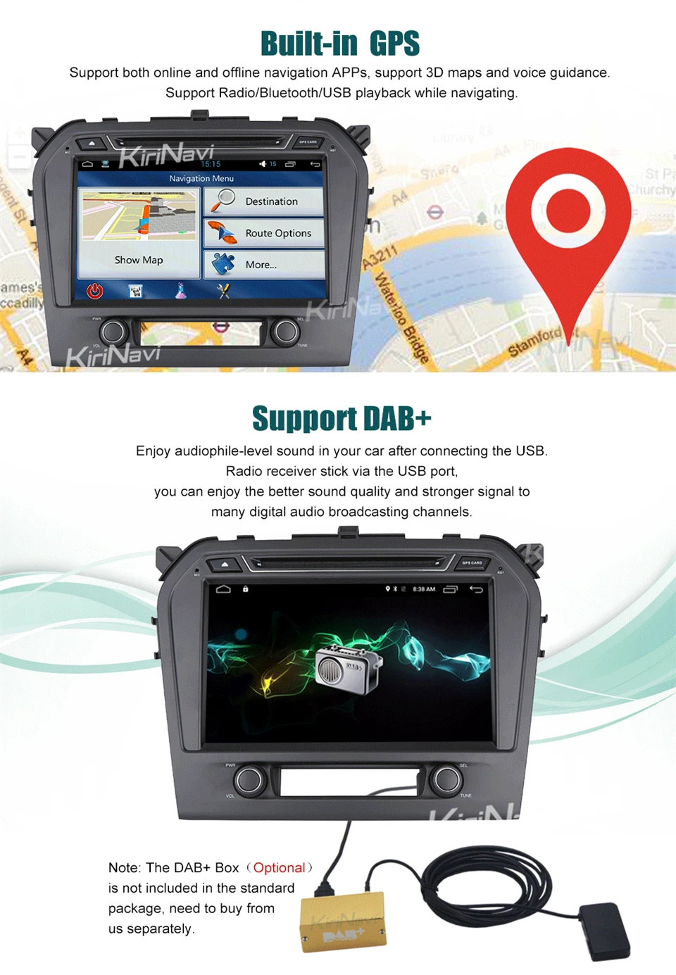 Sale KiriNavi Octa core 4G LET android 7 car radio for Suzuki Grand Vitara dvd gps 2015 - 2017 support 4K Video 4G 6