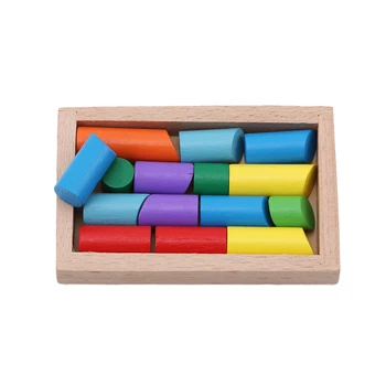

Montessori Mini Wooden Magic Stick Puzzle Kids Colorful Shape Puzzle Children Baby Early Color Shape Learning Educational Toy