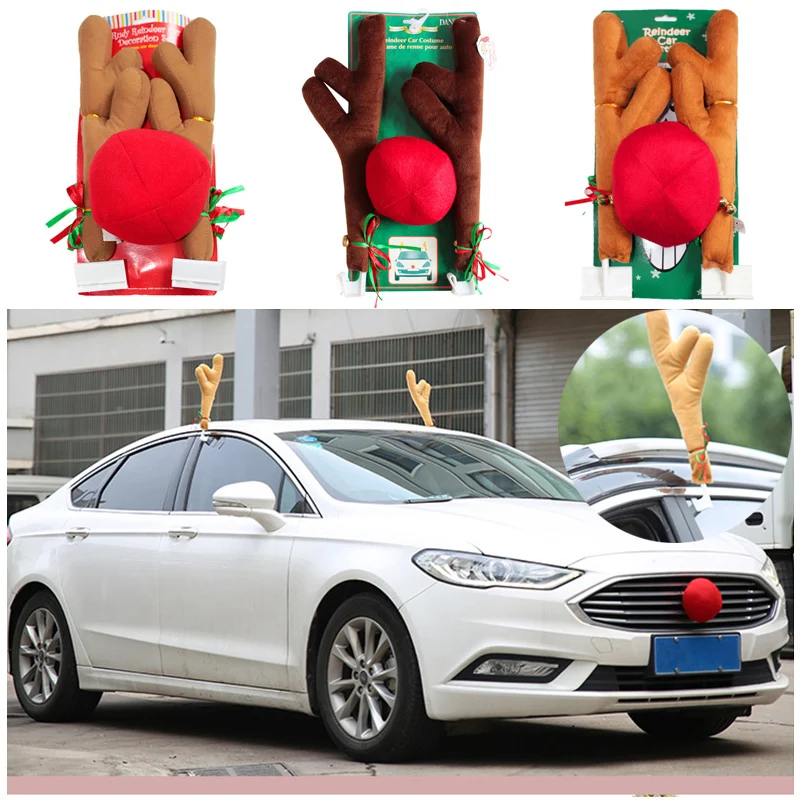 

1pc Fashion Car Decoration Windows Design Set Christmas Party Fun Toy Elk Deer Cerf Horns Decorative ornaments car-styling
