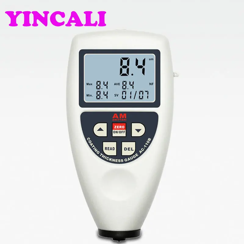 Digital Coating Thickness Gauge AC-110B Integral Type Professional Plastic Paint Meter Measures Range 0~1250um |