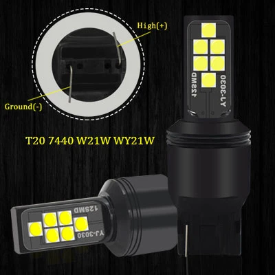 BMT лампочки для авто T20 LED W21/5W W21 5W 7443 W21W T25 P27/7W led лед габариты светодиоды светодиодные лампы для авто автосвет повторитель поворота сигнал авто желтый стоп сигнал для авто сигнал заднего хода дхо - Испускаемый цвет: T20 W21W 7440