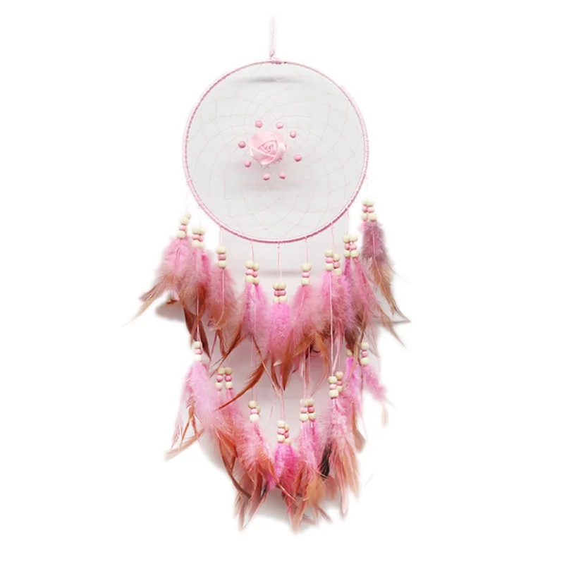 Atrapasueños Rosa decoración colgante de pared adorno de plumas estilo tradicional atrapasueños gran Color rosa blanco Atrapasueños Rosa decoración colgante de pared adorno de plumas estilo tradicional atrapasueños gran Color rosa blanco