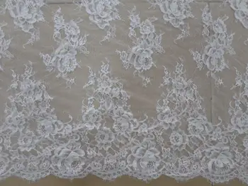 

Hot-Selling Wedding Lace Fabric, Ivory Off White Bridal Chantilly Lace Appliques, Very Soft New Design 150X300CM Per PC