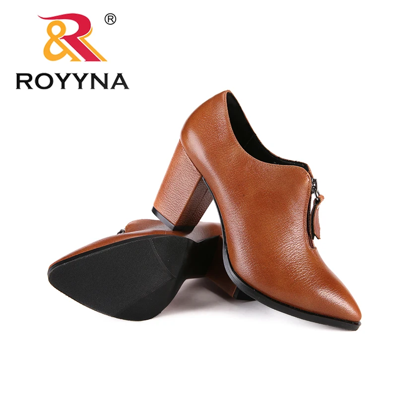 ROYYNA/Новинка; классические женские туфли-лодочки из синтетического материала; женские мокасины с острым носком; женские модельные туфли на высоком каблуке; женские свадебные туфли