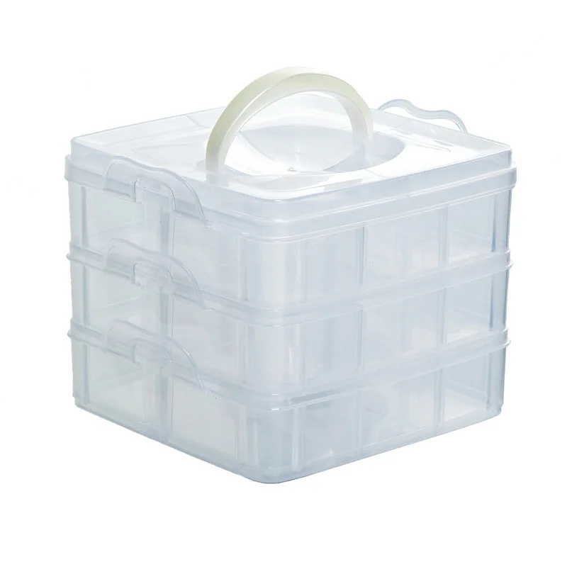 

Storage Box Case 3 Layer 18 Compartments Adjustable Plastic Holder New Jewelry Storage Boxes Makeup Organizer 1PC 17x15.5x12.5cm