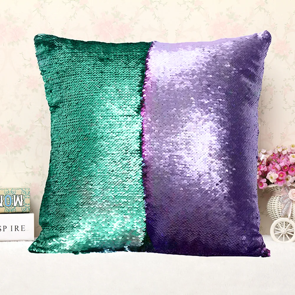 1Pcs 40x40cm DIY Magical Color Changing Glitter Pillow Case Single Side Mermaid Sequin Cushion