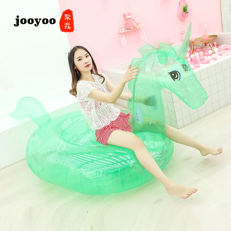 

New Sequins Transparent Unicorn Floating Raw Drainage Floating Bed Adult High Quality Swimming PVC Inflatable Floating Row
